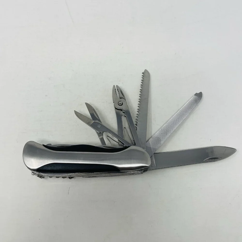 Traveler 12 Function Chrome Utility Knife in Stainless‎ Steel & Nylon Belt Pouch